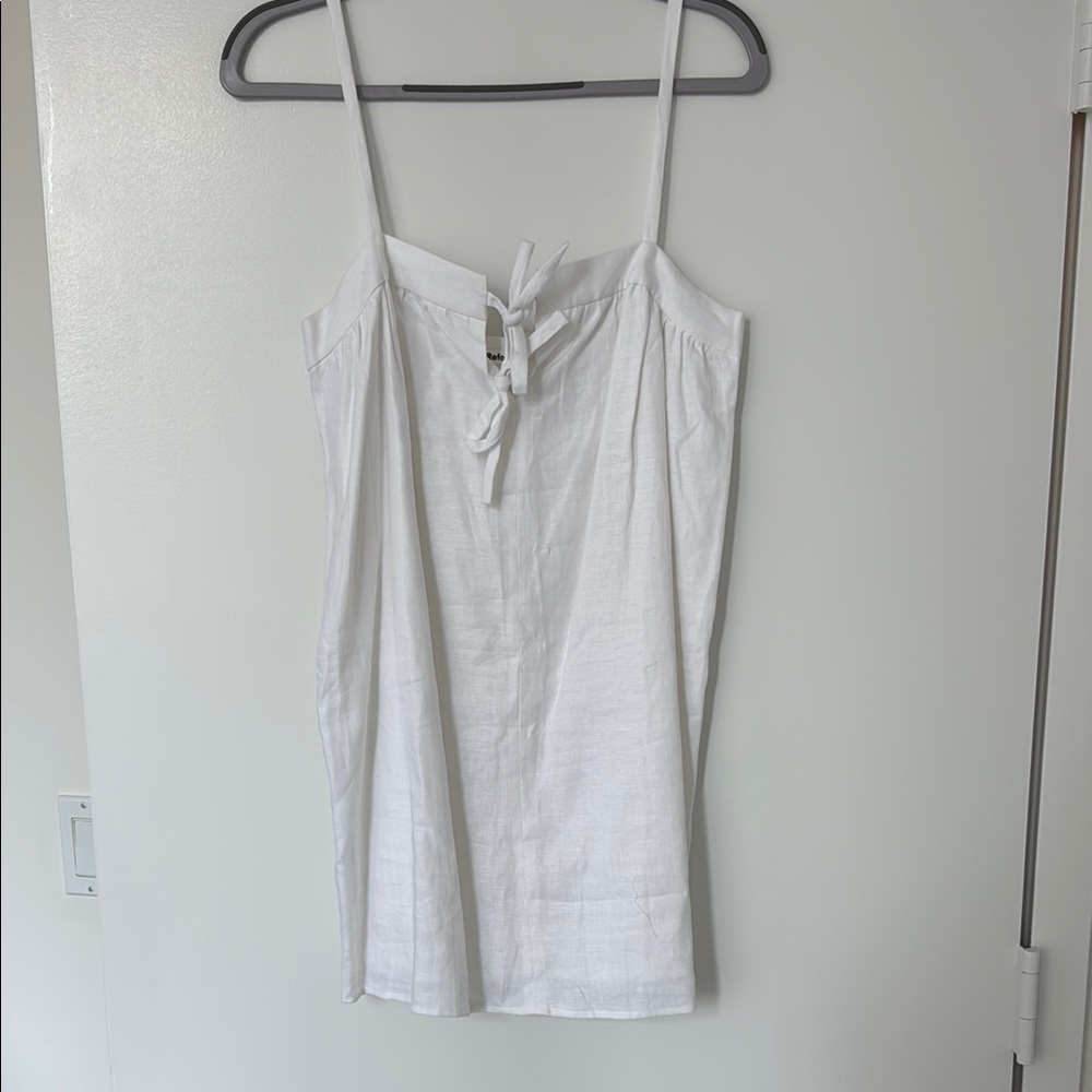 Reformation White Mini Linen Dress